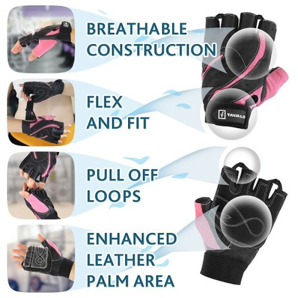 Спортивные перчатки Tavialo Black-Pink S (кожа)