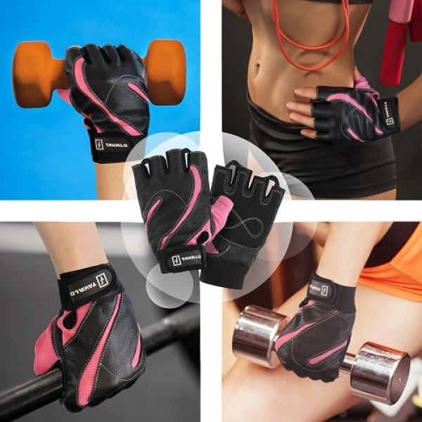 Спортивные перчатки Tavialo Black-Pink S (кожа)